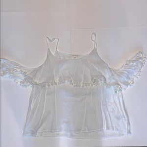 White flowy shirt with should cutouts